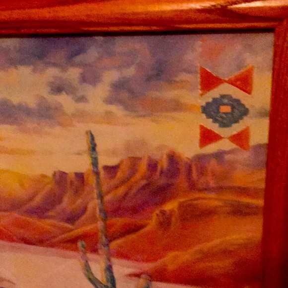 SOUTHWESTERN ART WITH OAK FRAME - Picture 2 of 8
